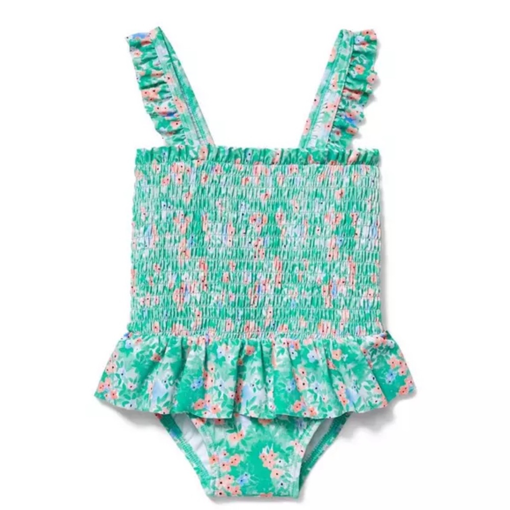 Janie‎ and Jack Ditsy Floral Smocked Swimsuit Size 12-18 Months